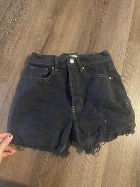 PacSun Dark Wash High-Rise Distressed Denim Shorts 90’s Girlfriend Short